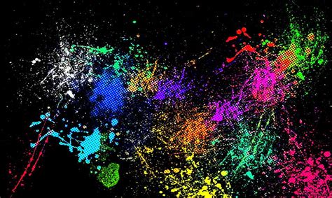 Neon Paint Splatter Background Amazing - Color Splash With Black ...