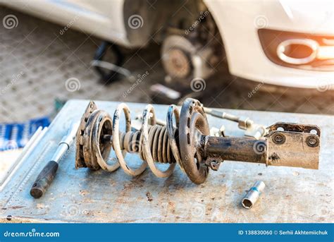 Car Suspension Repair. Shock Absorber Stock Photo - Image of change ...