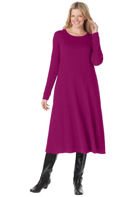 Woman Within - Woman Within Women's Plus Size Thermal Knit A-Line Dress ...