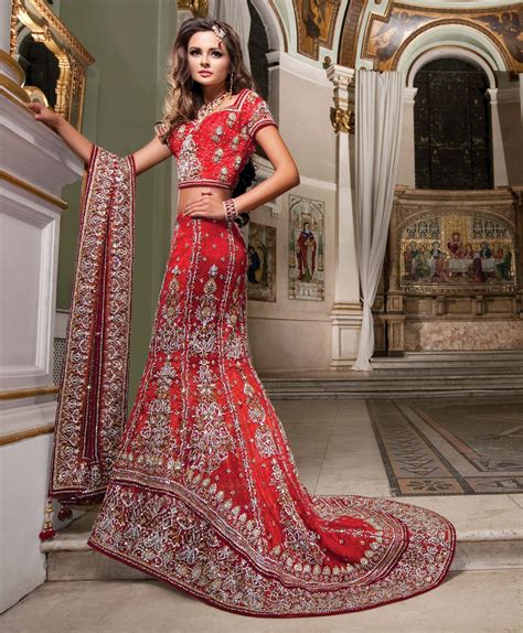 Bridal lehenga with Trail | Bridal lehenga red, Wedding lehenga designs, Bollywood dress