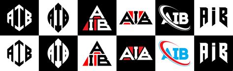 AIB letter logo design in six style. AIB polygon, circle, triangle, hexagon, flat and simple ...