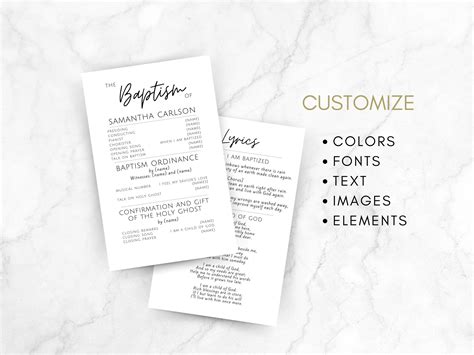 Customizable LDS Baptism Program Template, Easy to Edit Canva Download ...