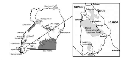 Map of Uganda showing the location of Bwindi Impenetrable National Park... | Download Scientific ...