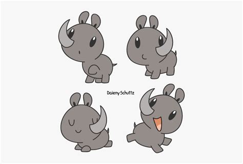 Cute Kawaii Rhino Cartoon , Free Transparent Clipart - ClipartKey