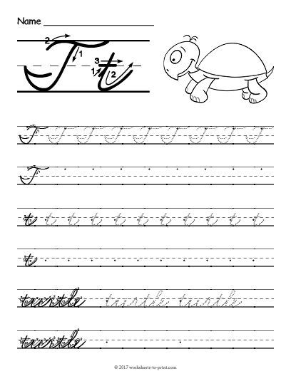 Free Printable Cursive T Worksheet | Cursive handwriting worksheets ...