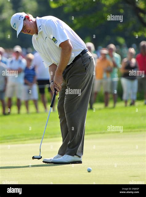 South African golfer Ernie Els hits the ball during the BMW Open 2013 ...