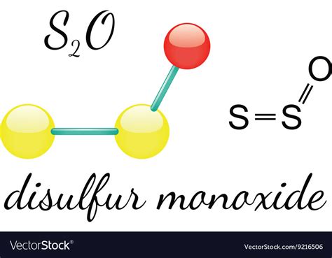 S2o disulfur monoxide molecule Royalty Free Vector Image