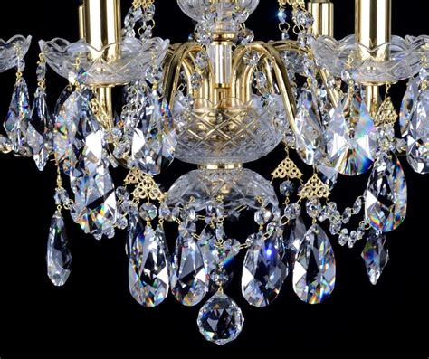 6 Arms gold brass crystal chandelier with Swarovski crystal almonds | Bohemian glass