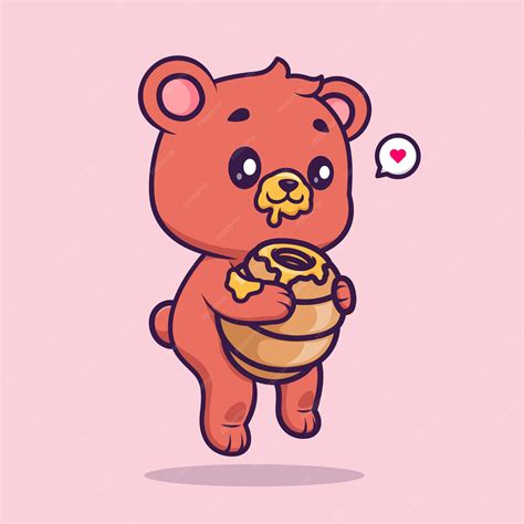 Premium Vector | Cute bear eating honey cartoon vector icon ...