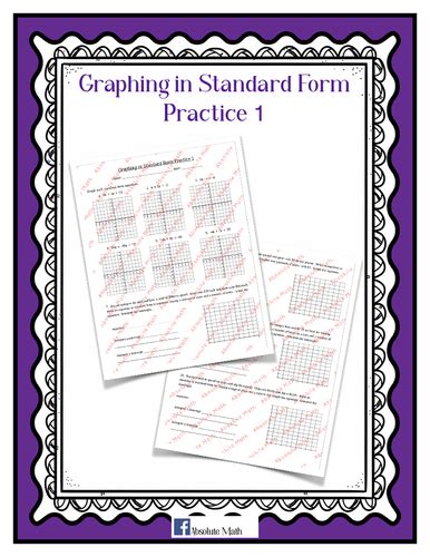 Graphing in Standard Form Practice 1 | Teaching Resources