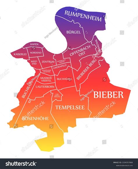 Offenbach City Map Germany De Labelled Stock Illustration 2104357868