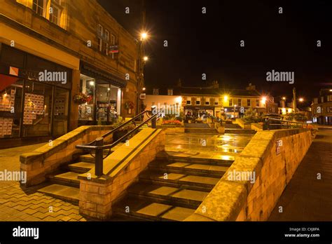 Town of Melrose, Scotland. Evening view of Melrose Town Centre shortly after a rain shower Stock ...