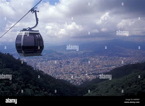 View of Caracas from theTeleferico cable car that takes passengers to Parque Nacional El Avila ...