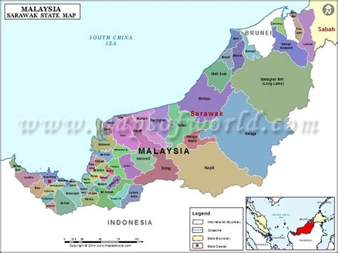 Sarawak Map From Mapsofworld 9 | Sarawak, Map, World map