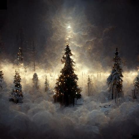 Premium Photo | There is a christmas tree in the middle of a snowy ...