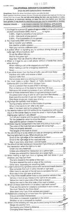 Driving Test Questions And Answers Printable | TUTORE.ORG - Master of Documents