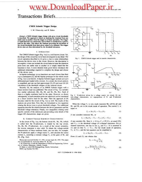 (PDF) CMOS Schmitt trigger design