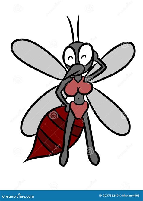 Cartoon Mosquito on White Background Stock Illustration - Illustration of black, mosquito: 203755249