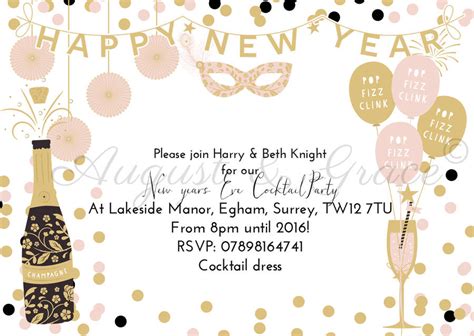 personalised new year's eve party invitations by august & grace | notonthehighstreet.com