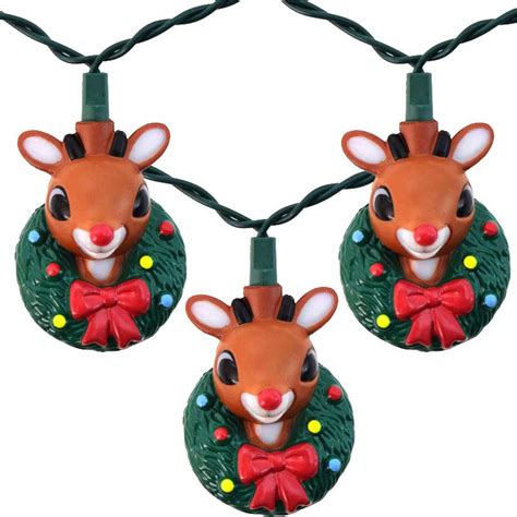 Rudolf w/ Christmas Wreath Novelty Light Set