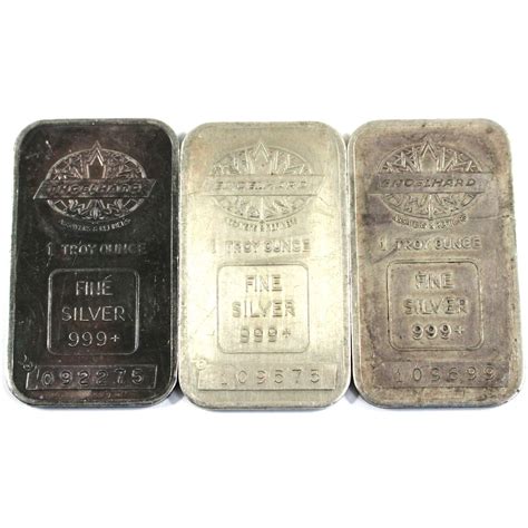 Vintage Engelhard 1oz .999 Fine Silver Bars with Blank Backs. 3pcs (TAX Exempt)