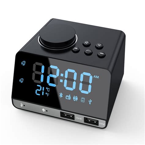 Alarm Clock Radio with Bluetooth Speaker, USB Charger, Dual Alarm, Snooze, AUX TF Card and ...