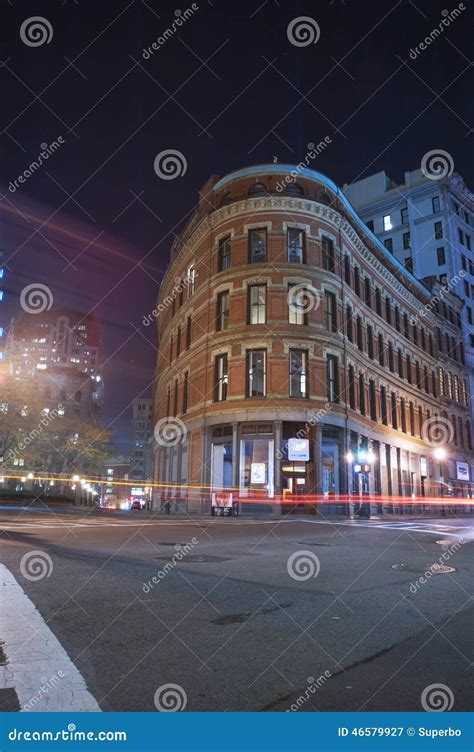 Boston City Streets at Night Editorial Photography - Image of skyline ...