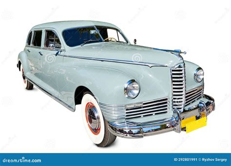 Vintage Retro Old Gray Blue Car Isolated White Stock Image - Image of luxury, vehicle: 292801991