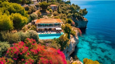 Premium AI Image | A stunning aerial view of a Mediterranean villa with ...