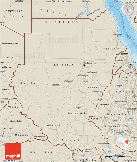 Shaded Relief Map of Sudan