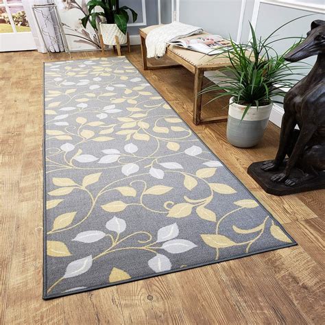 Runner Rug 2x5 Gray Floral Kitchen Rugs and mats | Rubber Backed Non ...