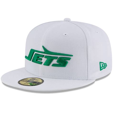 New York Jets New Era Throwback Logo Omaha 59FIFTY Fitted Hat - White