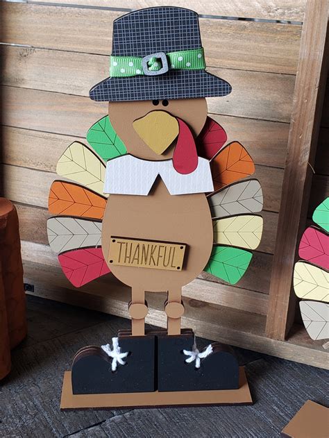 Wooden Layered Turkey Pilgrim Set Thanksgiving Decor - Etsy