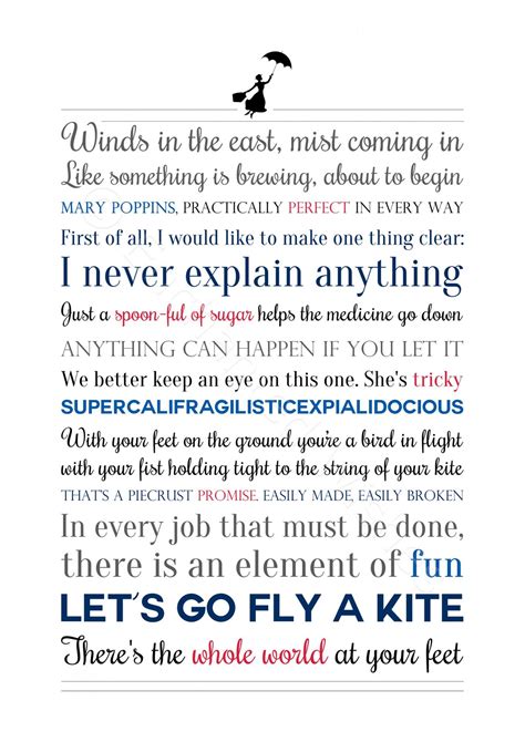 Mary Poppins Quotes Print - Wall Art Printable Prints