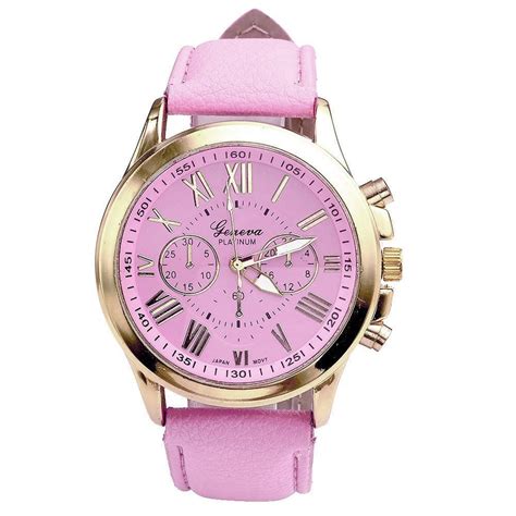 Fashion Roman Numerals Watches Women's Clock Geneva Leather Strap Analog Quartz Watch Ladies ...