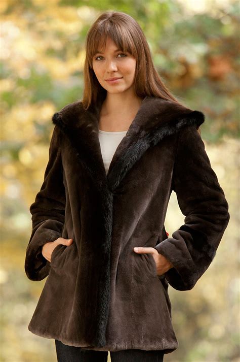 Tatiana Sheared Beaver Fur Coat with Mink Fur Trim | Overland