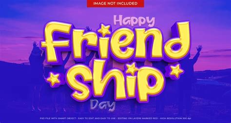 Premium PSD | 3d text friendship with text effect editable font style