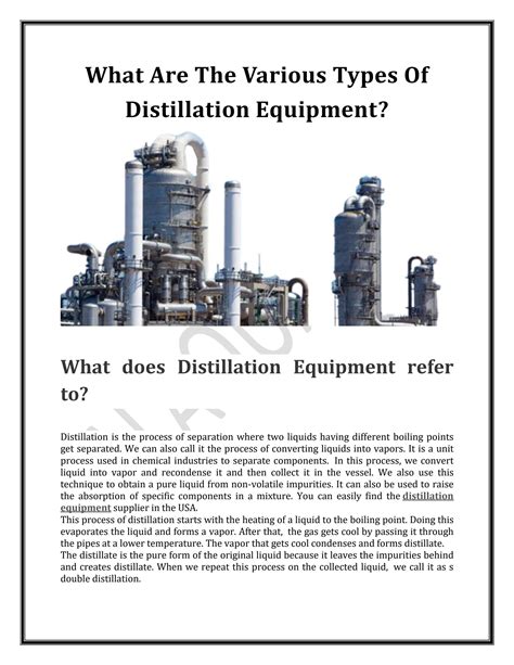 What Are The Various Types Of Distillation Equipment? by Alaqua, Inc - Processing Equipment ...