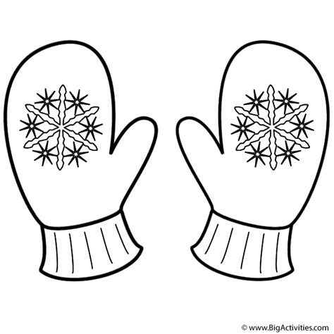 Mittens with Snowflakes - Coloring Page (Clothing)