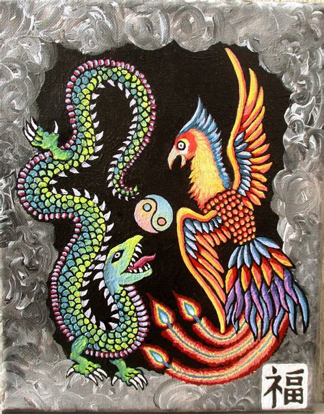 Dragon and Phoenix Original Painting - Etsy