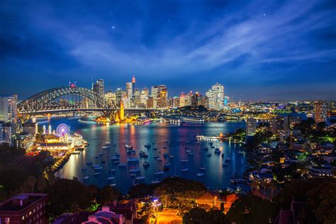 Photo Sydney city night city Australia - free pictures on Fonwall