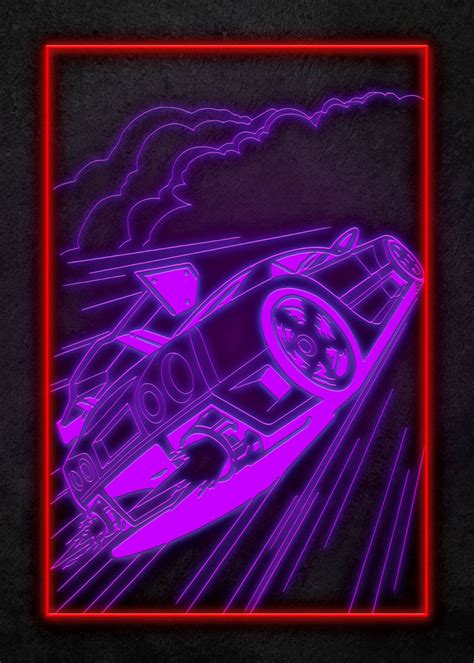 'Neon Car' Poster by Neon Art Glowing | Displate