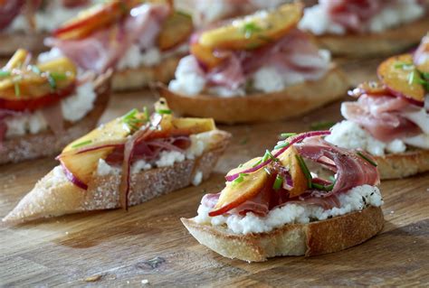 Peach & Prosciutto Crostini - Weekend at the Cottage