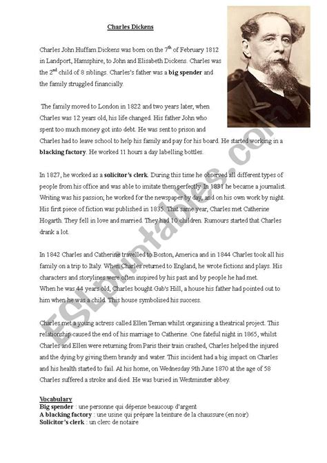 charles dickens biography - ESL worksheet by emilie2k