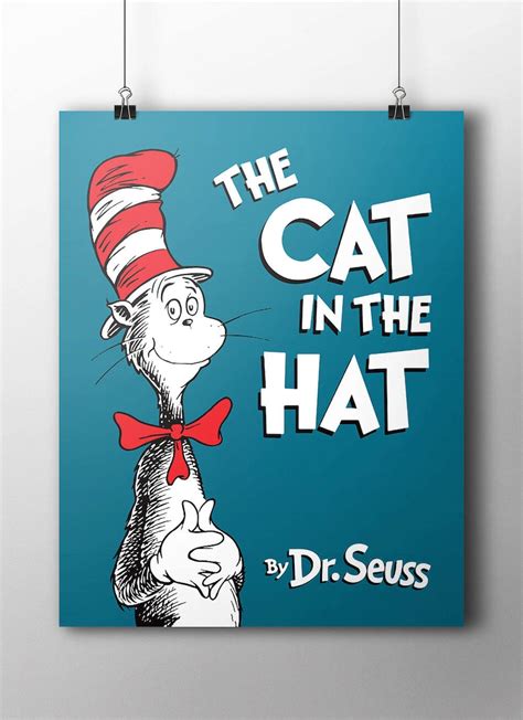 Dr Seus Cat in the Hat Book Cover Poster | Etsy