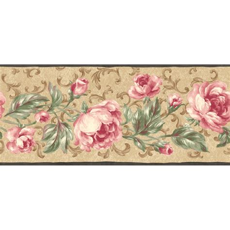 Sunworthy 9" Floral Scroll Prepasted Wallpaper Border at Lowes.com