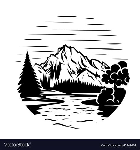 Natural landscape with mountains Royalty Free Vector Image