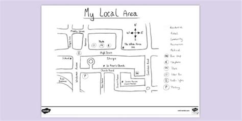 FREE! - My Local Area Map Drawn Colouring Sheet