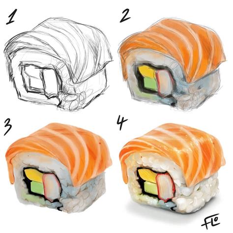 Sushi time! Sushi is just always fun to paint (and to eat of course 😄) All painted on 1 layer ...