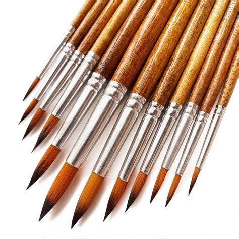 Amazon.com: Pointed Round Paint Brushes Set, 12 Pcs Art Paintbrushes for Art Students/Artists ...